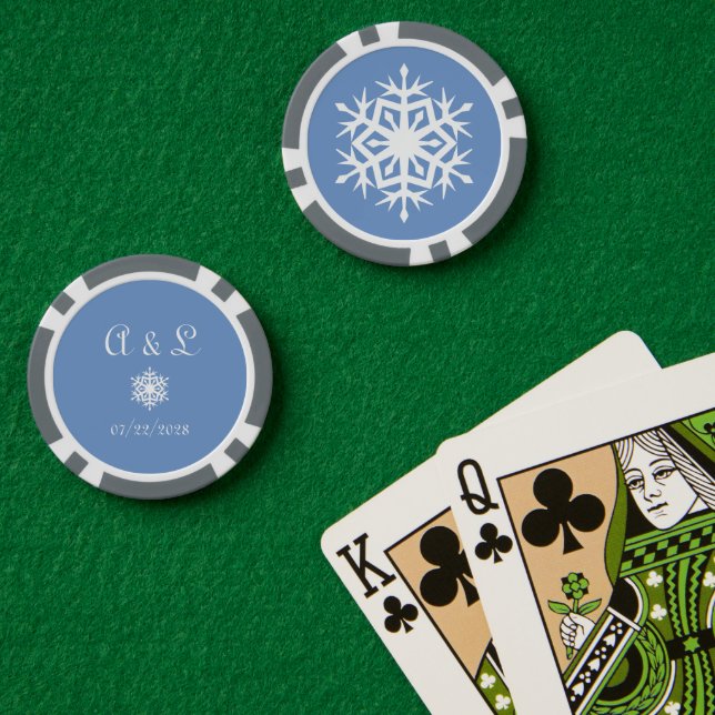 Fichas De Póquer Copo de Nieve de Invierno en Periwinkle (Mesa de Poker (Doble))