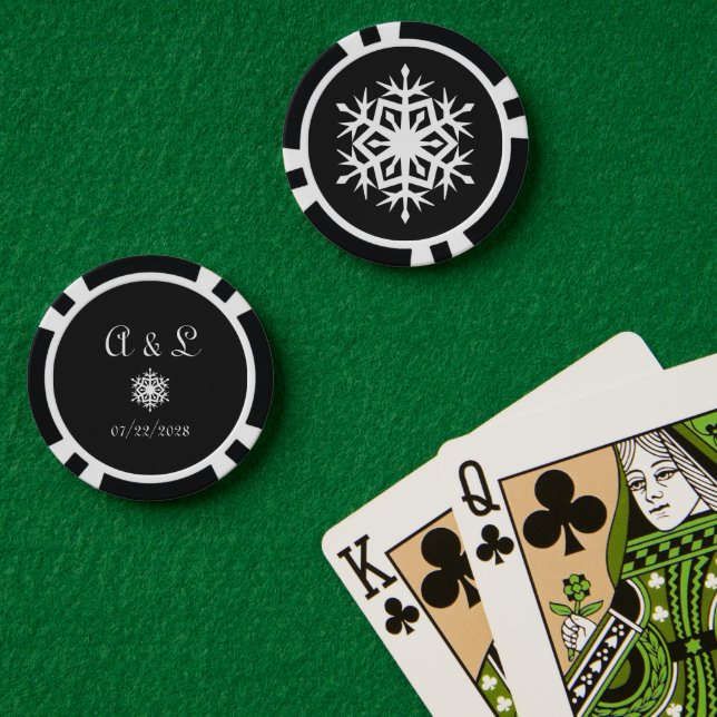 Fichas De Póquer Copos de nieve en negro (Mesa de Poker (Doble))