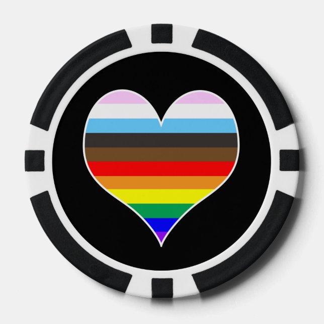 Fichas De Póquer Corazón del Orgullo Arcoiris (Anverso)