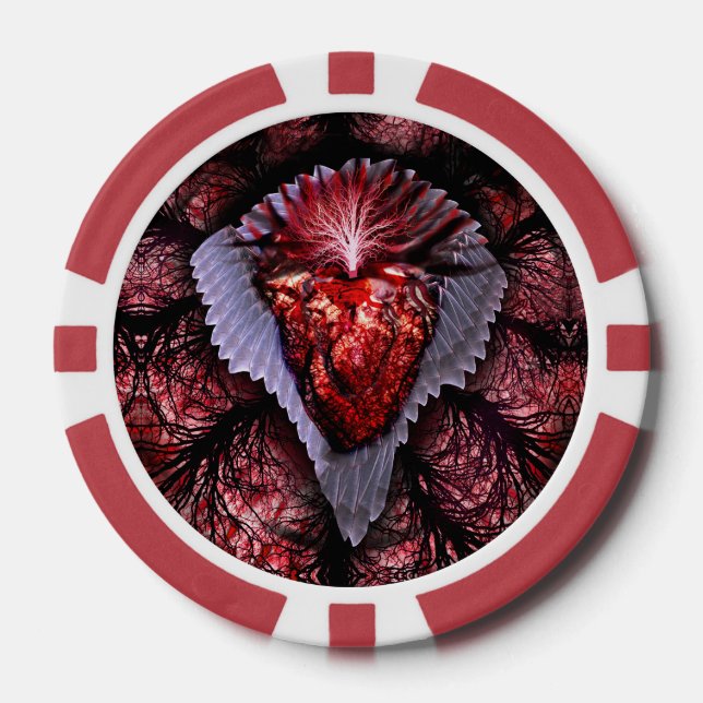 Fichas De Póquer Corazón en llamas (Anverso)