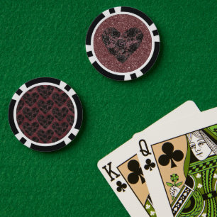 Fichas De Póquer Corazón Floral de Encaje Falso Negro