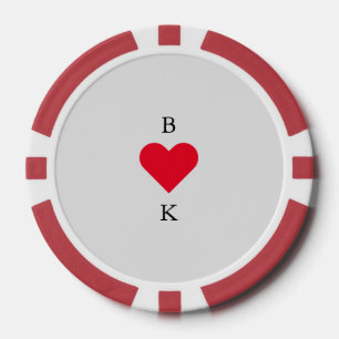 Fichas De Póquer Corazón Personalizado Rojo y Gris