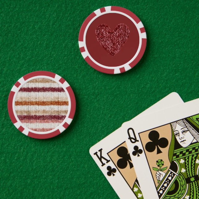Fichas De Póquer Corazón rojo de falso tejido (Mesa de Poker (Doble))