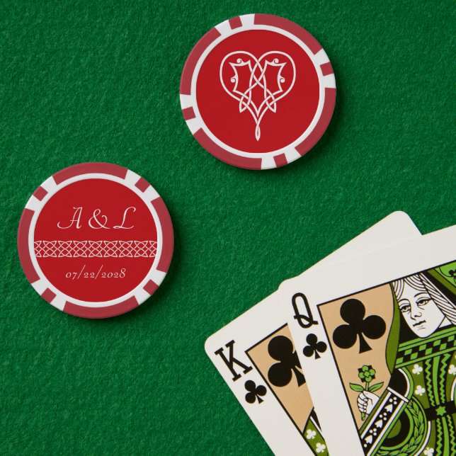 Fichas De Póquer Corazones celtas tejidas en cerezo (Mesa de Poker (Doble))