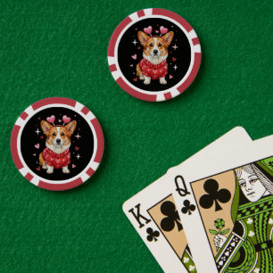 Fichas De Póquer Corgi Lindo Corazón de San Valentín Día de San Val