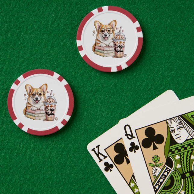 Fichas De Póquer Corgis Libros y Café Helado para Perro (Mesa de Poker (Doble))