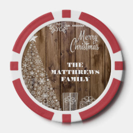 Fichas De Póquer Country Rustic Merry Christmas Snowflake Game