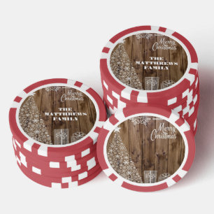 Fichas De Póquer Country Rustic Merry Christmas Snowflake Game