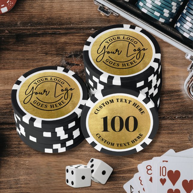 Fichas De Póquer Crea tu propio logo de oro (Create Your Own Logo Gold Poker Chips)