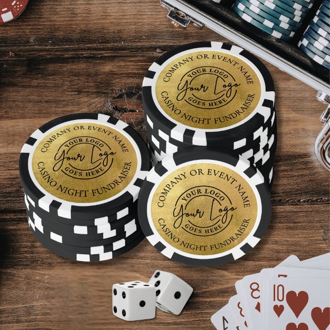 Fichas De Póquer Crea Tu Propio Logo Dorado (Create Your Own Logo Gold Poker Chips)