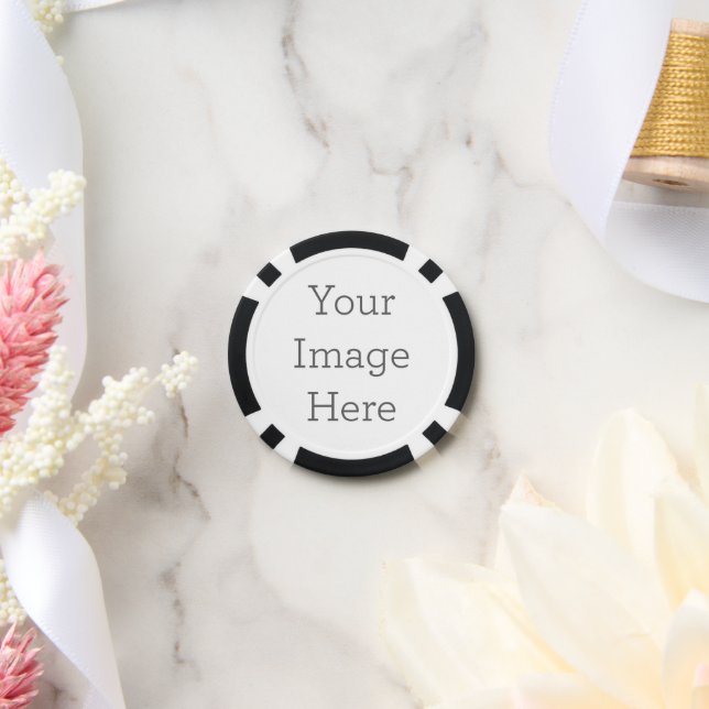 Fichas de póquer, Negro, Borde a rayas (Boda)