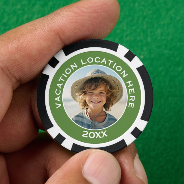 Fichas De Póquer Crear un recuerdo de vacaciones con foto y texto (Custom Poker Chip)