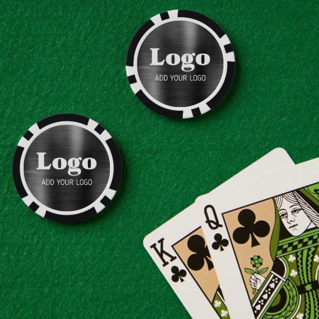 Fichas De Póquer Create Your Own Black Business Logo Casino (Mesa de Poker (Doble))