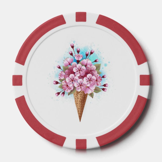 Fichas De Póquer Crema rosa de hielo Sakura Waffle Cone (Anverso)