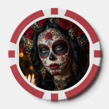 Crimson Rose Calavera – Elegante Día de Muertos