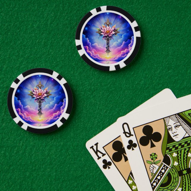 Fichas De Póquer Cruz de Loto Celestial (Mesa de Poker (Doble))