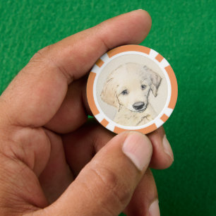 Fichas De Póquer Cuadros De Cachorro Dorado - Arte Original De Perr