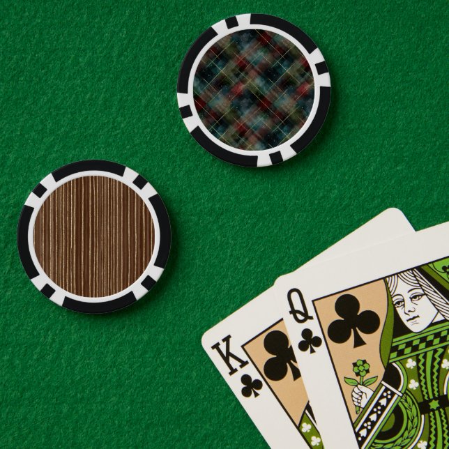Fichas De Póquer Cuadros Verdes Rojos Azules Rayas (Mesa de Poker (Doble))