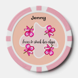 Fichas De Póquer Cuatro flores rosadas florales