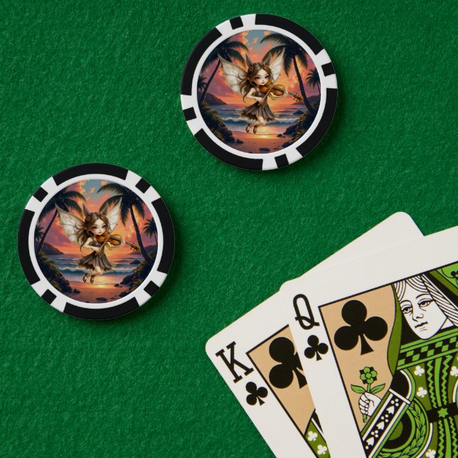 Fichas De Póquer Cuerdas Susurrantes de la Hada del Atardecer. (Mesa de Poker (Doble))