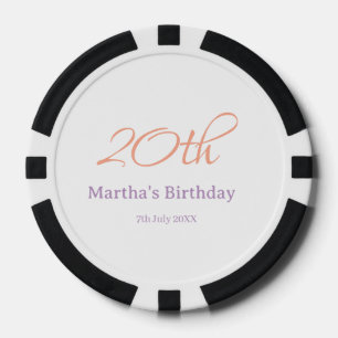 Fichas De Póquer cumpleaños 20 verde púrpura nombre simple moda tre