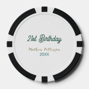 Fichas De Póquer cumpleaños 21 azul naranja elegante boho retro nom