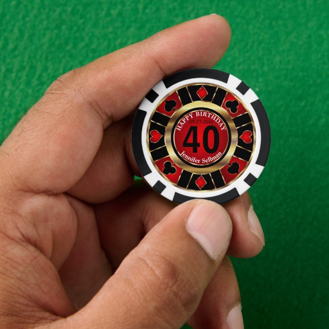 Fichas De Póquer Cumpleaños de Casino Chip Las Vegas (Mano)