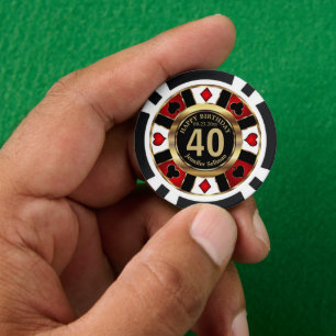 Fichas De Póquer Cumpleaños de Casino Chip Las Vegas - Rojo