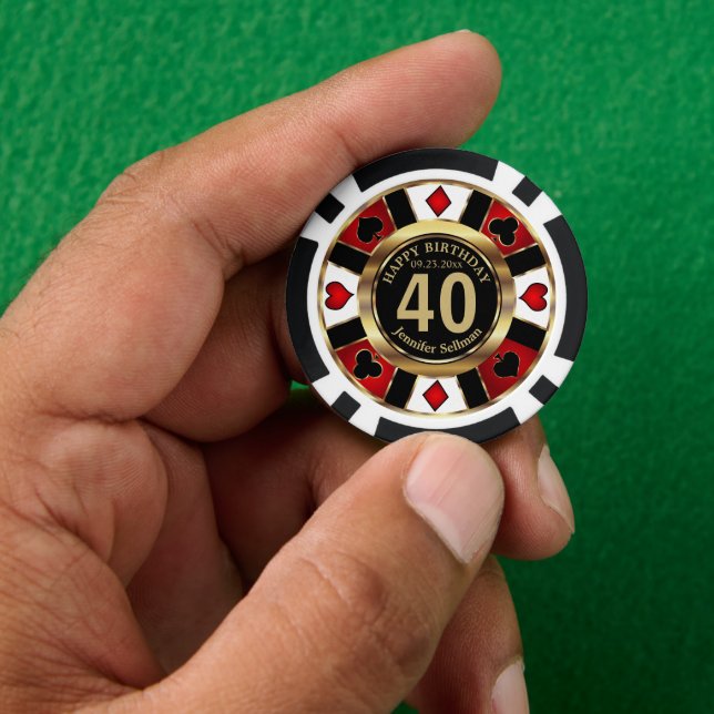 Fichas De Póquer Cumpleaños de Casino Chip Las Vegas - Rojo (Mano)