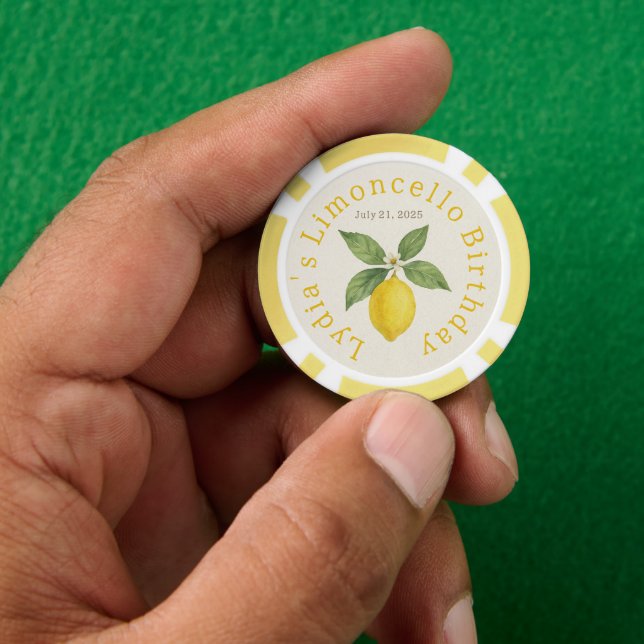 Fichas De Póquer Cumpleaños del limón acuarela (Mano)