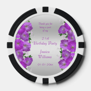Fichas De Póquer Cumpleaños floral de petunias elegantes y hermosas