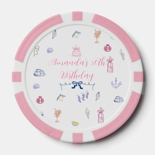 Fichas De Póquer Cumpleaños minimalista italiano lindo (Anverso)
