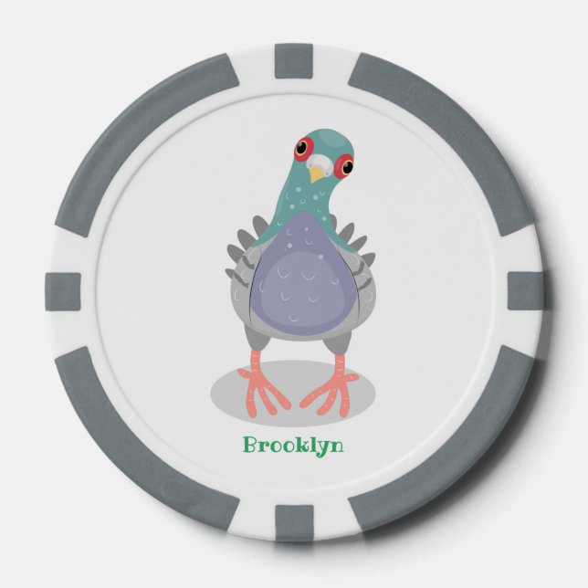 Fichas De Póquer Curioso ilustracion personalizado de palomas (Anverso)