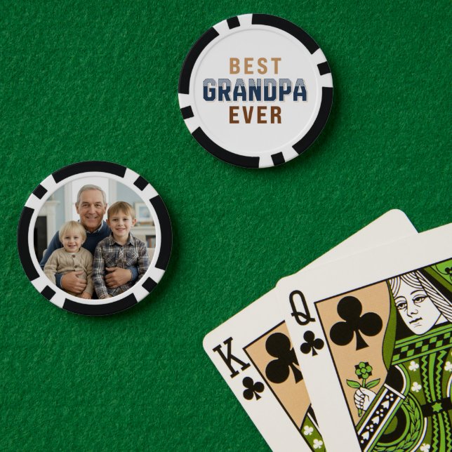 Fichas De Póquer Custom Best Grandpa Ever Photo  (Mesa de Poker (Doble))