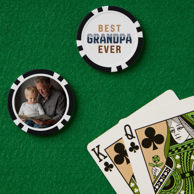 Fichas De Póquer Custom Best Grandpa Ever Photo  (Mesa de Poker (Doble))