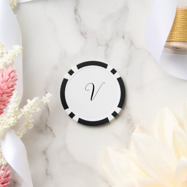 Fichas De Póquer Custom monogram script initial (Boda)