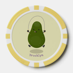 Fichas De Póquer Cute aguacate salto cuerda personalizado ilustraci