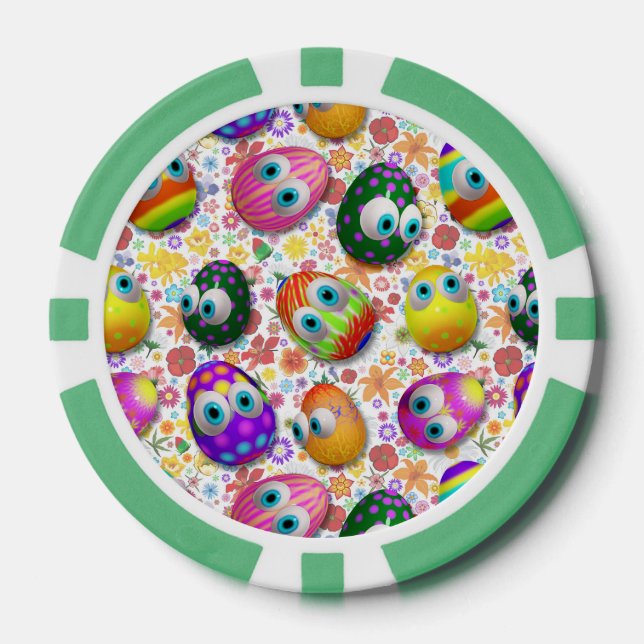 Fichas De Póquer Cute and Funny Easter Eggs Cartoon (Anverso)