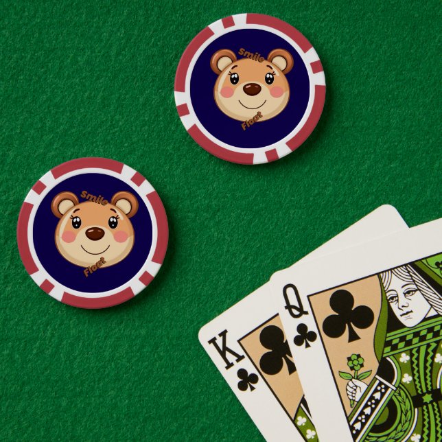 Fichas De Póquer Cute Bear Smile (Mesa de Poker (Doble))