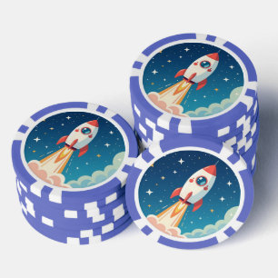 Fichas De Póquer Cute cohete espacial despegando