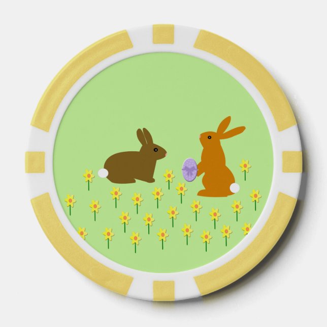 Fichas De Póquer Cute conejitos de Pascua y Daffodils (Anverso)