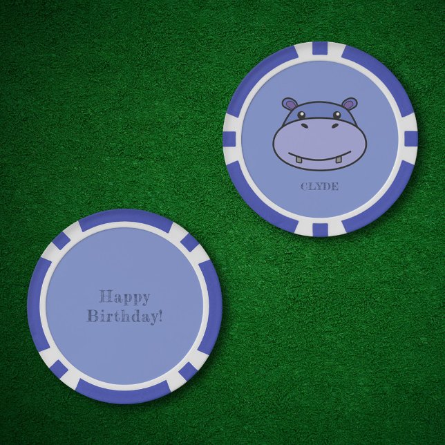 Fichas De Póquer Cute Hippo Face (Cute Hippo Face Poker Chips)