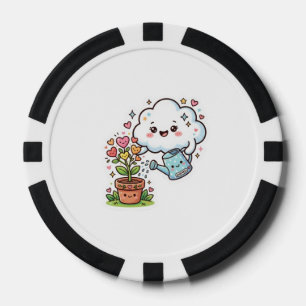 Fichas De Póquer Cute Kawaii Plant Kindness Cute Cloud y FSticker