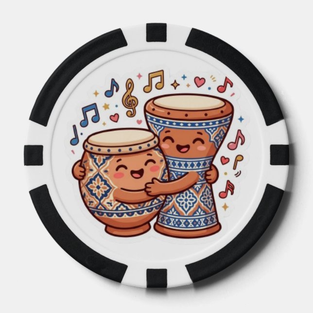 Fichas De Póquer Cute Kawaii Tambores de Arcilla Tradicionales Marr (Anverso)