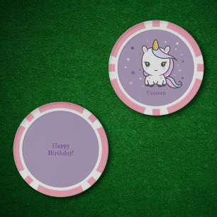 Fichas De Póquer Cute Unicornio Púrpura