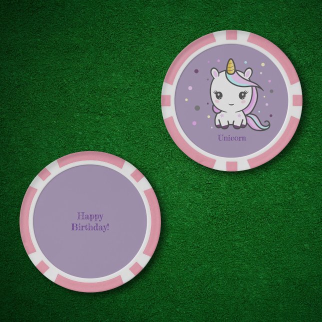 Fichas De Póquer Cute Unicornio Púrpura (Cute Unicorn Purple Poker Chips)
