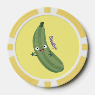 Fichas De Póquer Cute zucchini feliz personalizado ilustracion