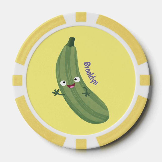 Fichas De Póquer Cute zucchini feliz personalizado ilustracion (Anverso)