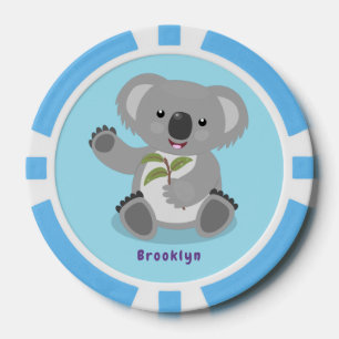 Fichas De Póquer Cuto feliz koala saludando al ilustracion personal