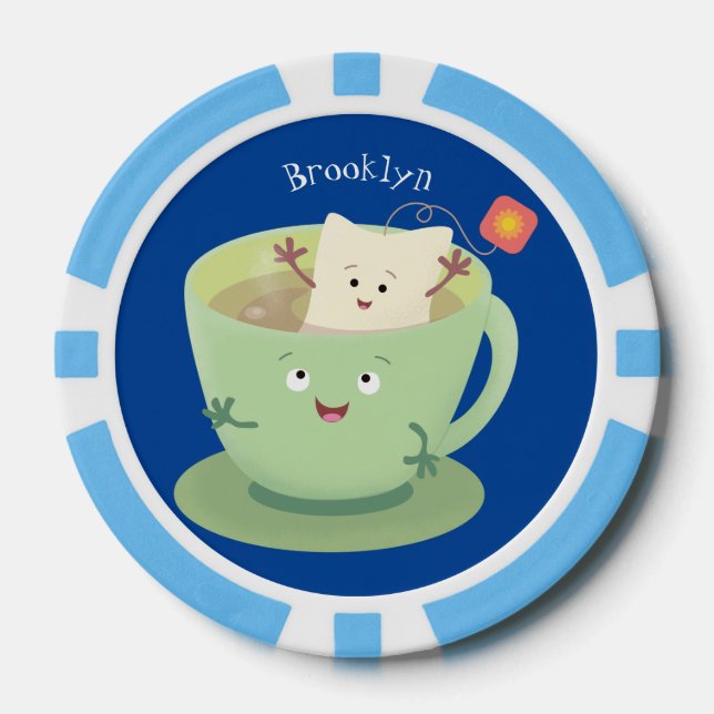 Fichas De Póquer Cuto teabag taza personalizado personaje de humor (Anverso)